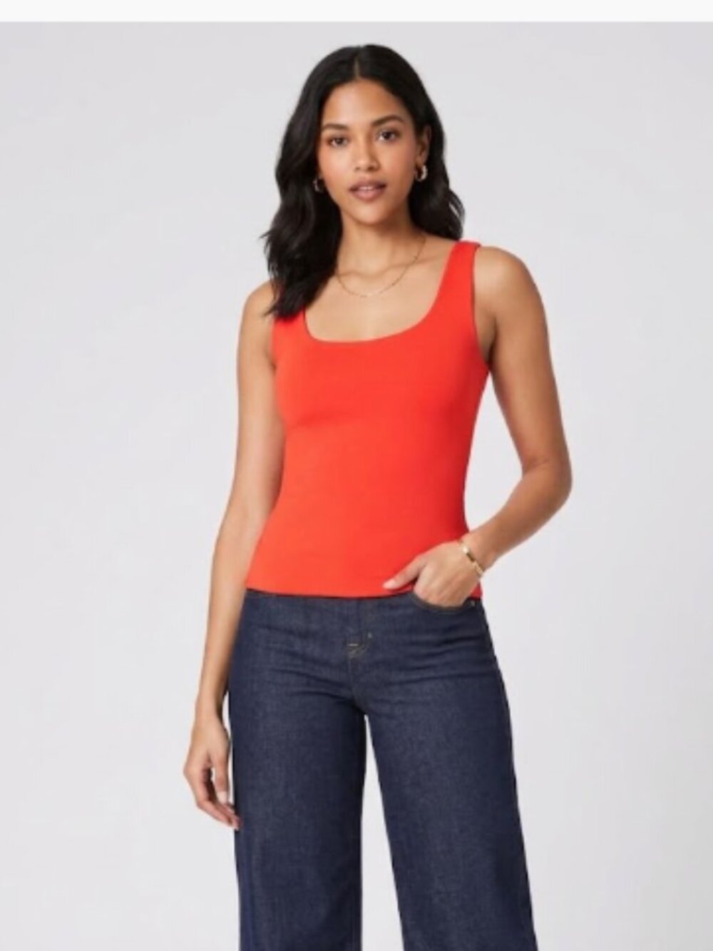 NWT SPANX smoothIing Jersey Scoop Tank Top In Poppy SZ-2X